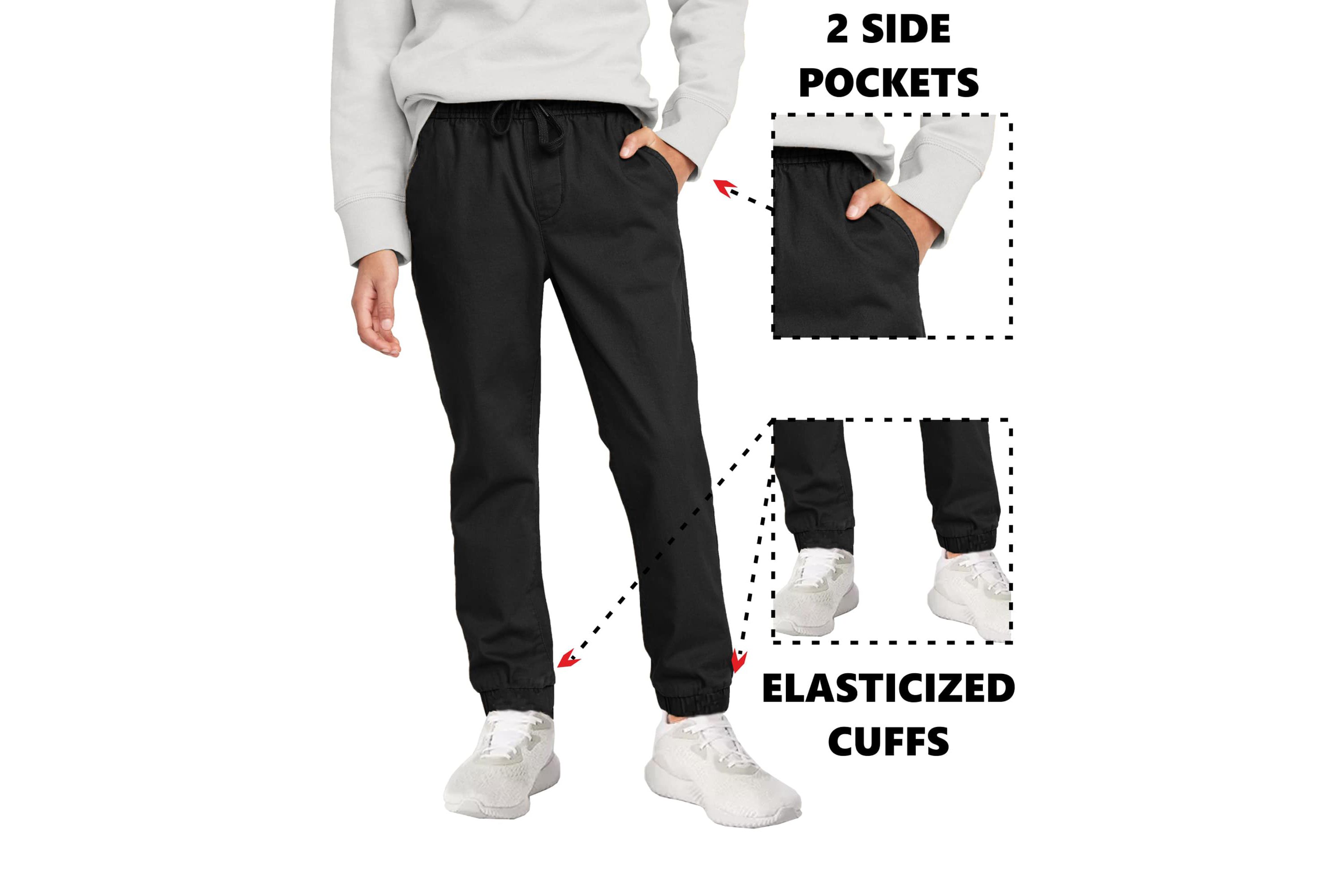 Jump start Boys Slim Fitting Cotton Stretch Classic Twill Joggers