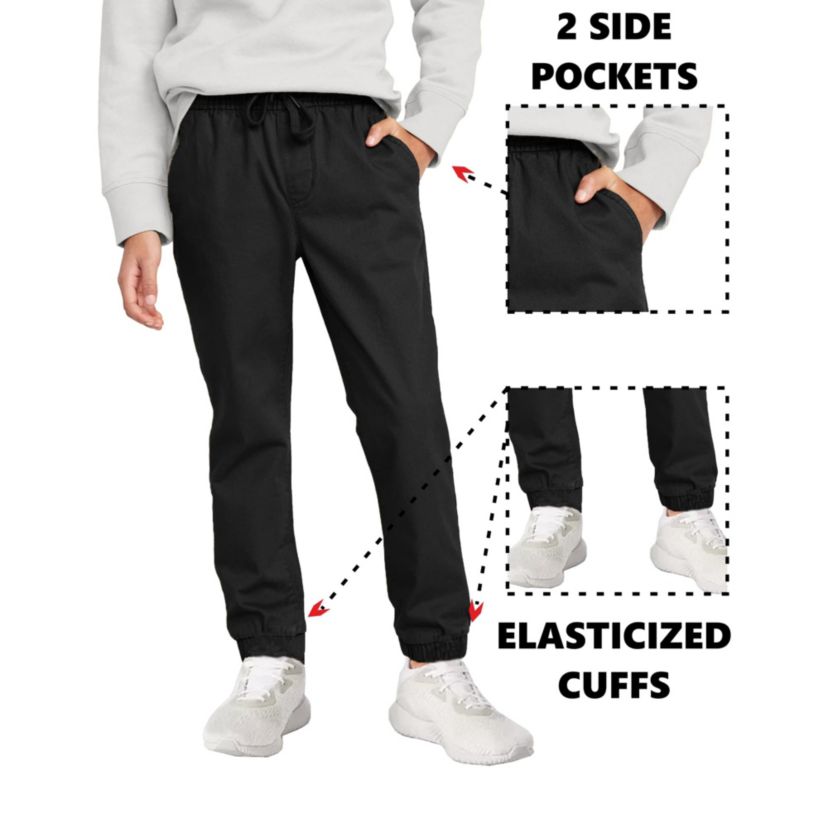 Jump start Boys Slim Fitting Cotton Stretch Classic Twill Joggers