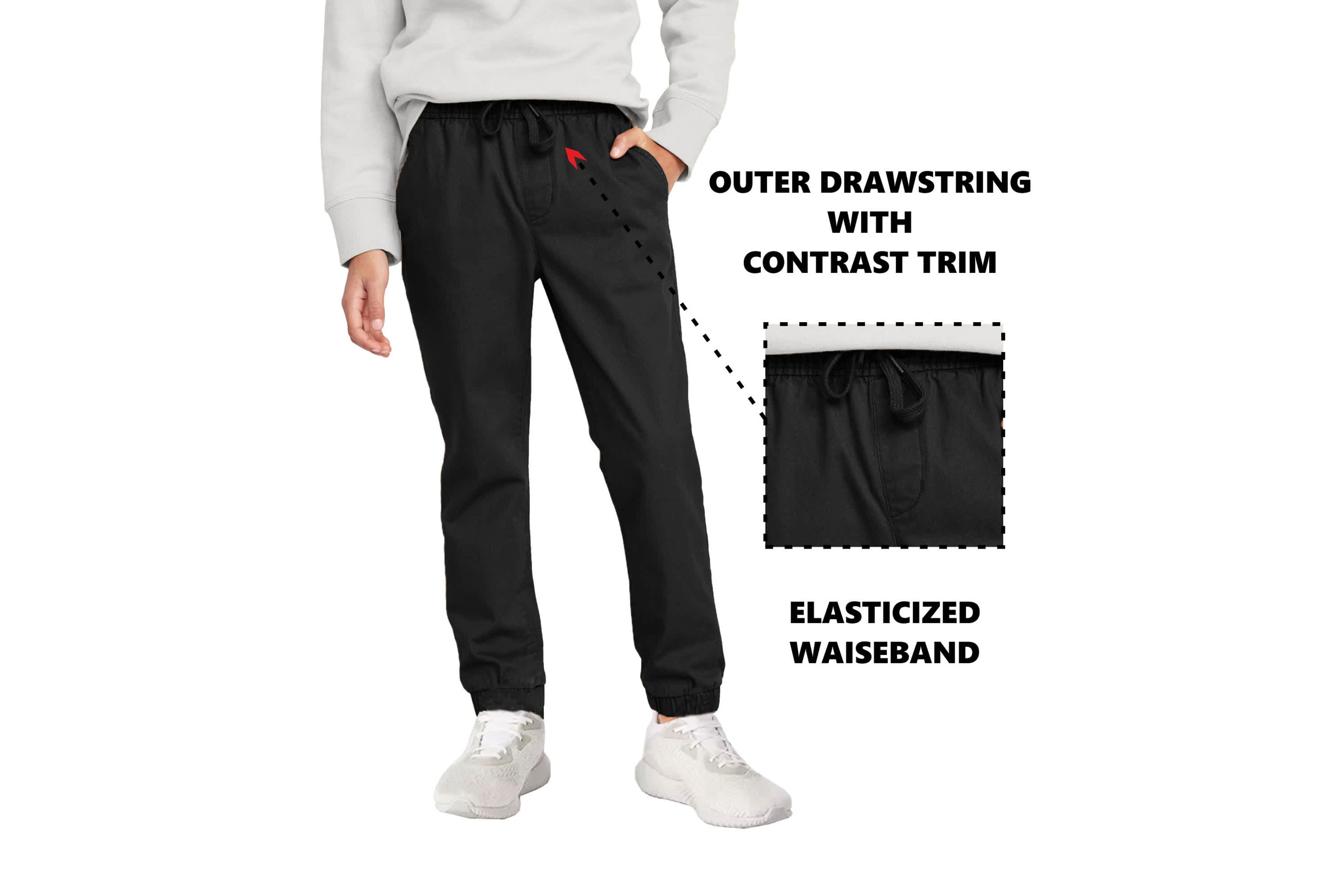 Jump start Boys Slim Fitting Cotton Stretch Classic Twill Joggers