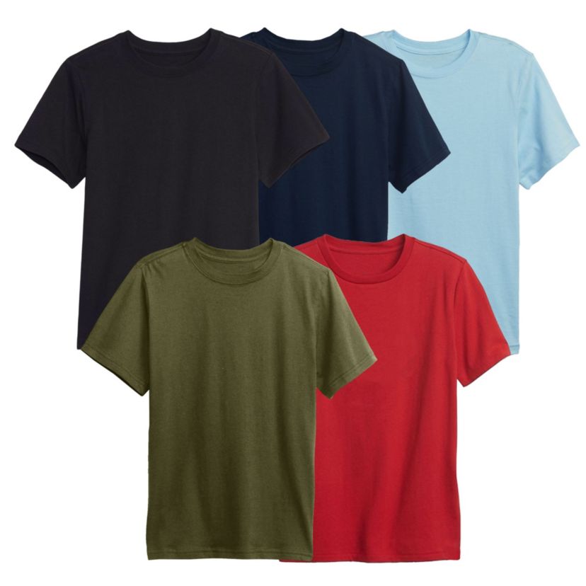 Boy’s Short Sleeve Crew Neck Stretch Tee-3 Pack- 5 Pack