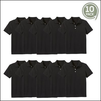 Kids Galaxy by Harvic Boy's School Uniform Polo-10 Pack, Black, 20