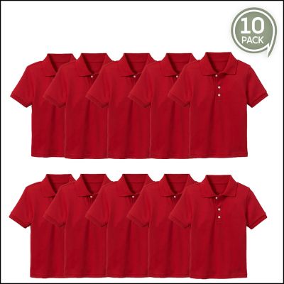 Kids Galaxy by Harvic Boy's School Uniform Polo-10 Pack, Red, 6