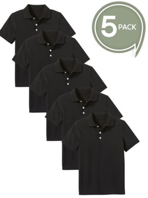 Kids Galaxy by Harvic Boy's School Uniform Polo-5 Pack, Black, 20