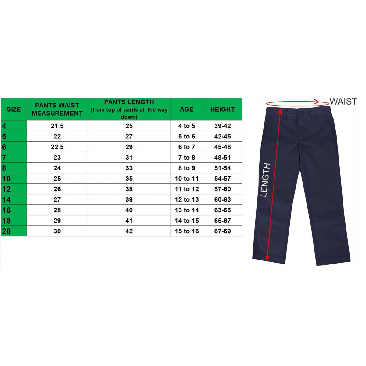 Galaxy Authentic Boys Flat Front School Uniform Pants