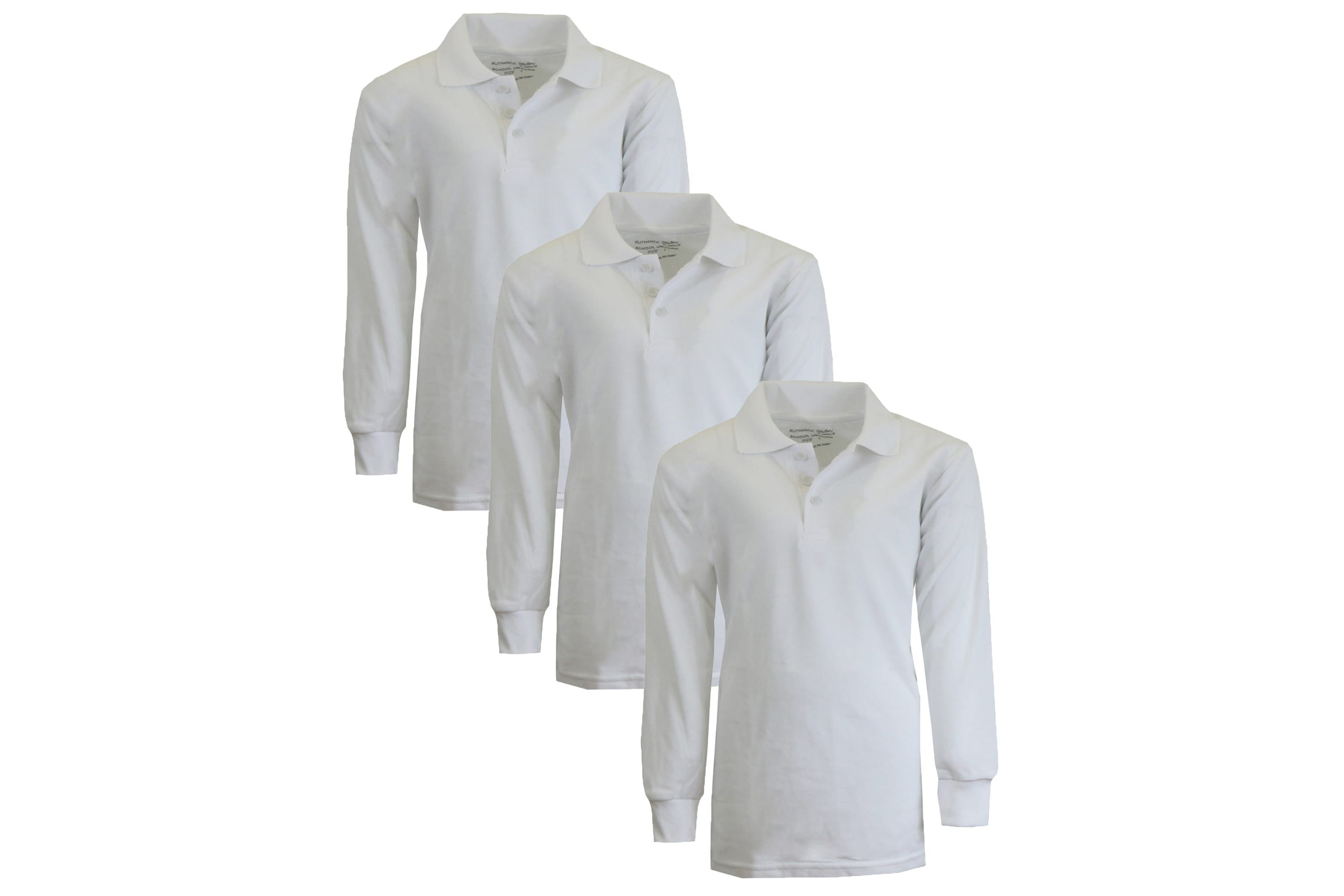 Galaxy Authentic Boys Slim Fit  Long Sleeve Polo Shirts-3 Pack