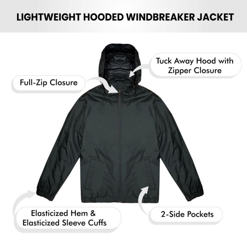 Galaxy Authentic Boys Fleece Lined Lightweight WIndbreaker Jacket W/ Hood