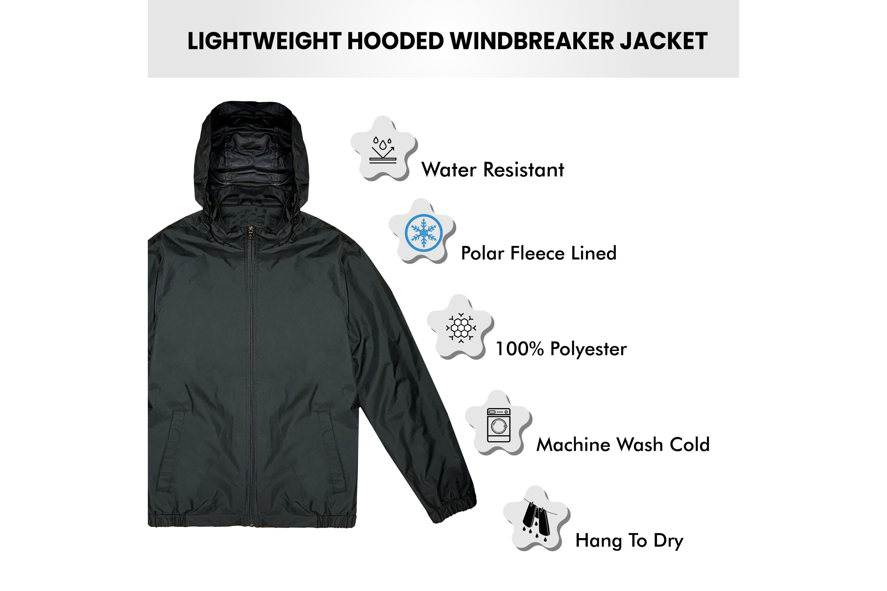 Galaxy Authentic Boys Fleece Lined Lightweight WIndbreaker Jacket W/ Hood