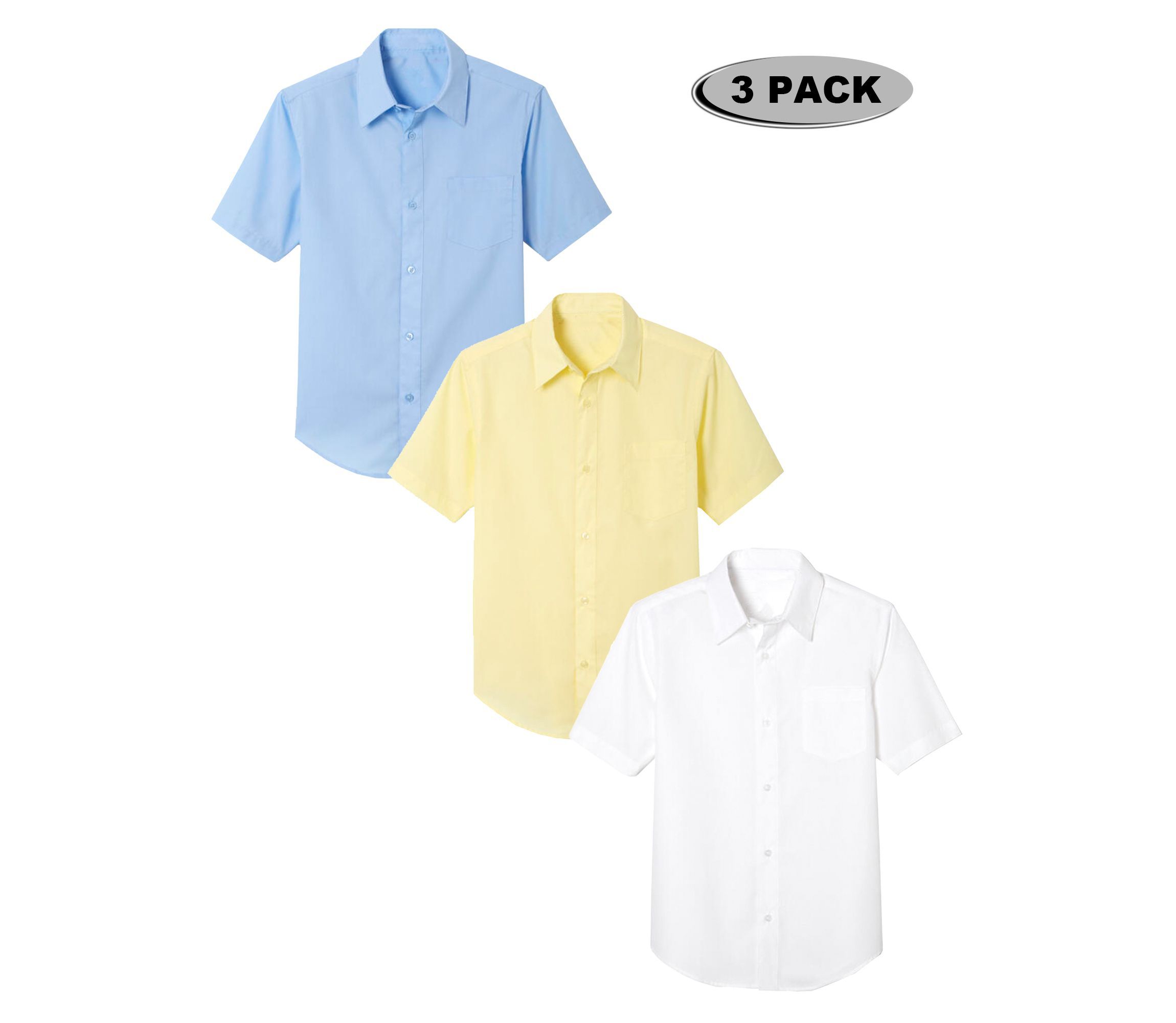 3-Pack Boys Short Sleeve Casual Dress School Uniform Shirts (Big Boys, Little Boys)