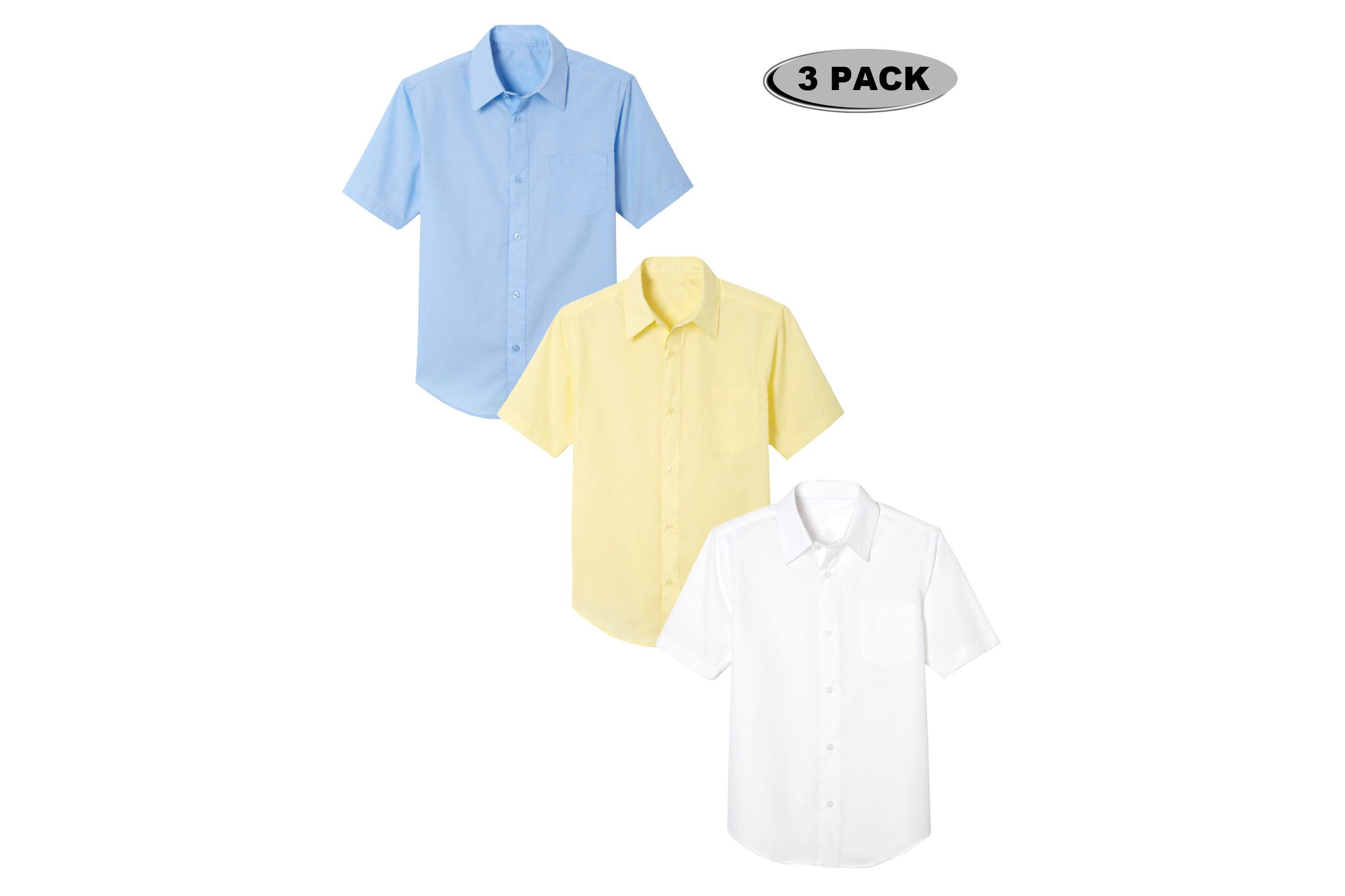 3-Pack Boys Short Sleeve Casual Dress School Uniform Shirts (Big Boys, Little Boys)