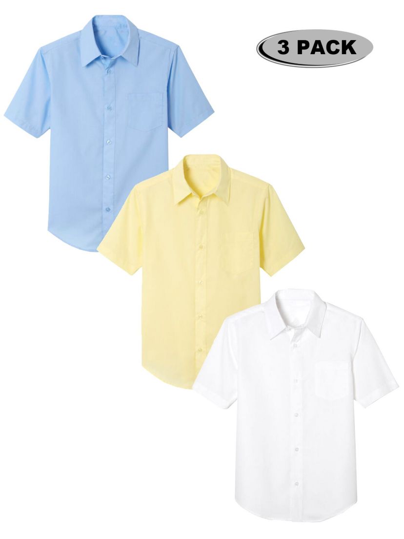 3-Pack Boys Short Sleeve Casual Dress School Uniform Shirts (Big Boys, Little Boys)