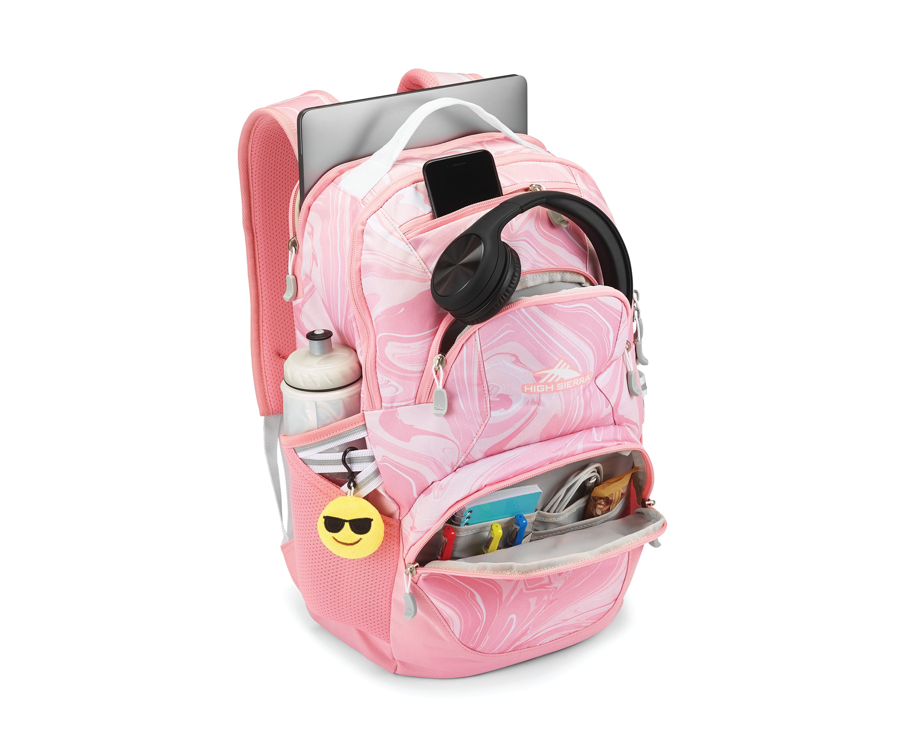 Girls Pink Marble Print Backpack