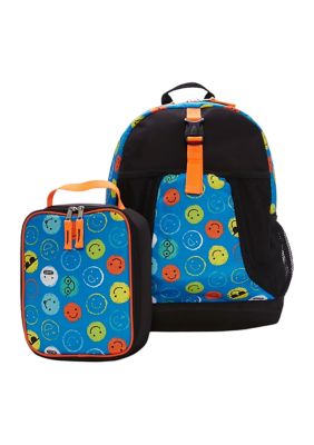 Little Kids Happy Face 2 in 1 Backpack Set - Backpack and Lunch Bag