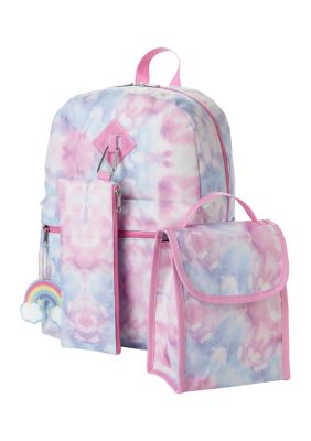 Wonder Nation Children's Backpack with Lunch Box and Pencil Case 3-Piece  Set Pink Leopard Tie Dye