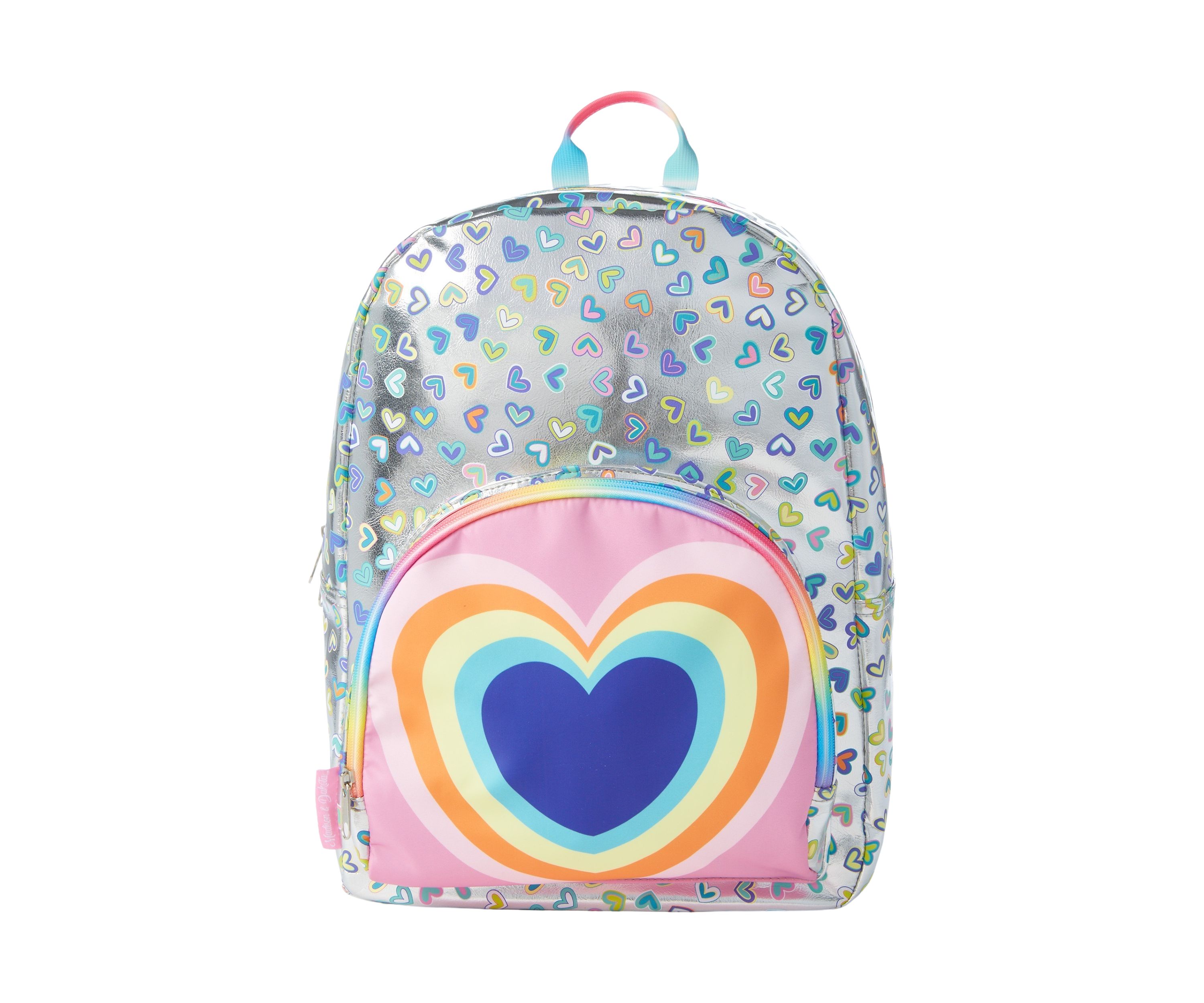 Girls Metallic Heart Backpack