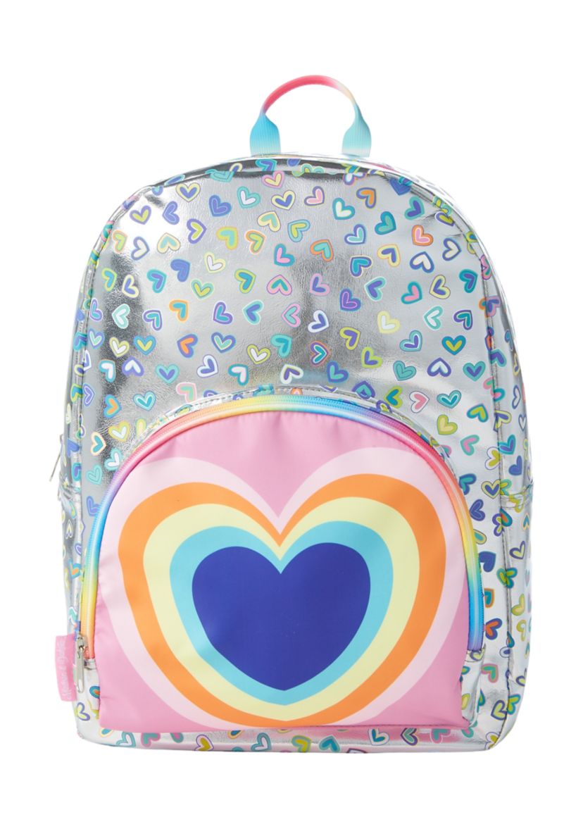 Girls Metallic Heart Backpack
