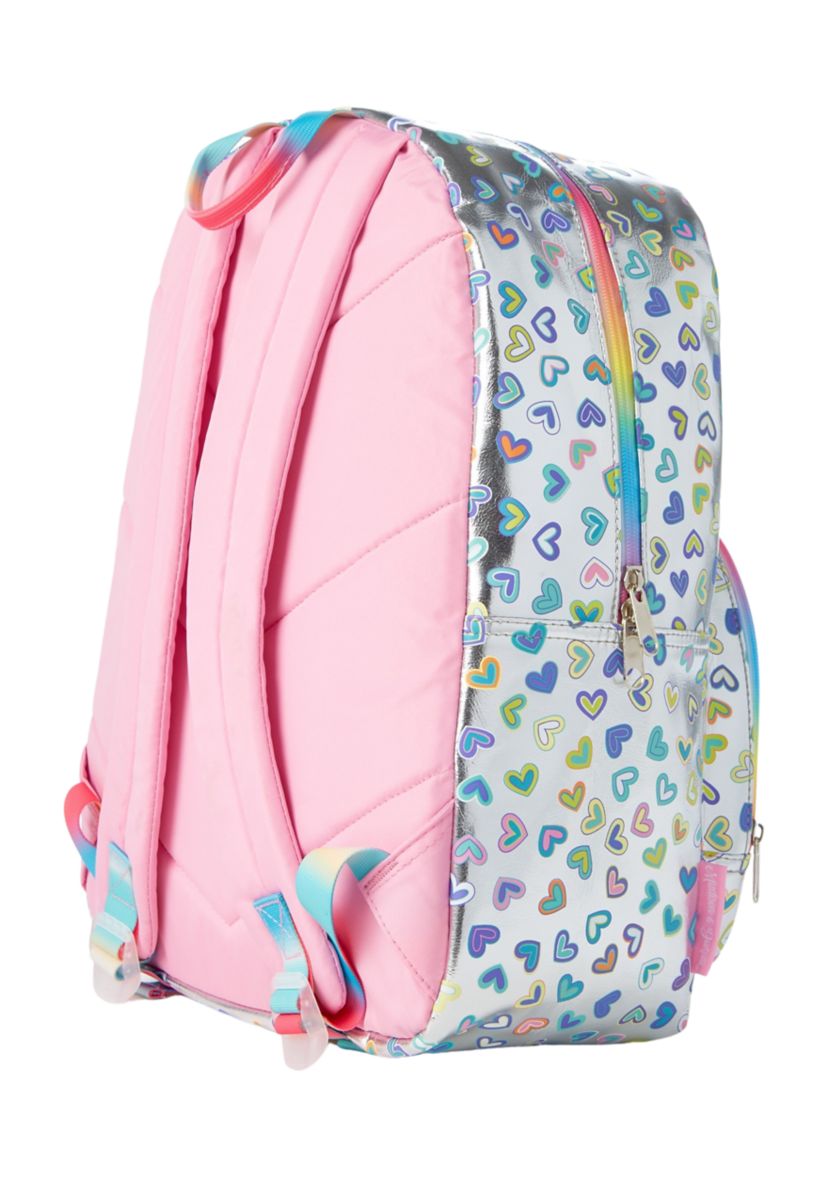 Girls Metallic Heart Backpack