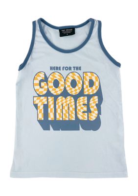 Tiny Whales Boys 2-7 Here For the Good Times Tank Top, Sky Blue, 10 -  0840221474798