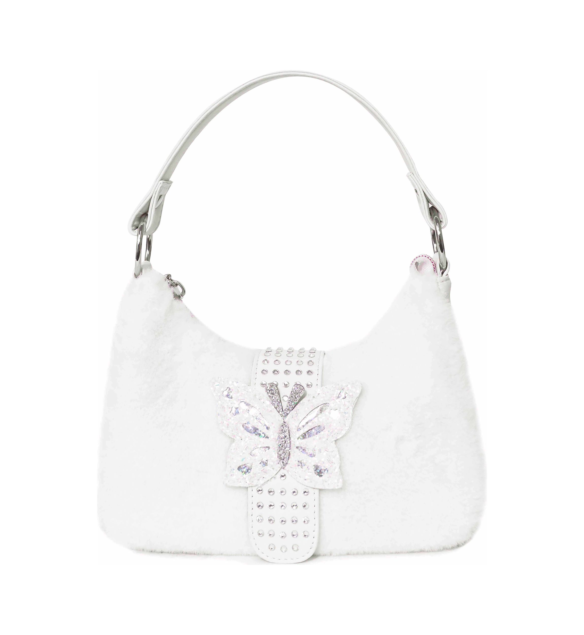 Girls Butterfly Faux Fur MIni Hobo Bag