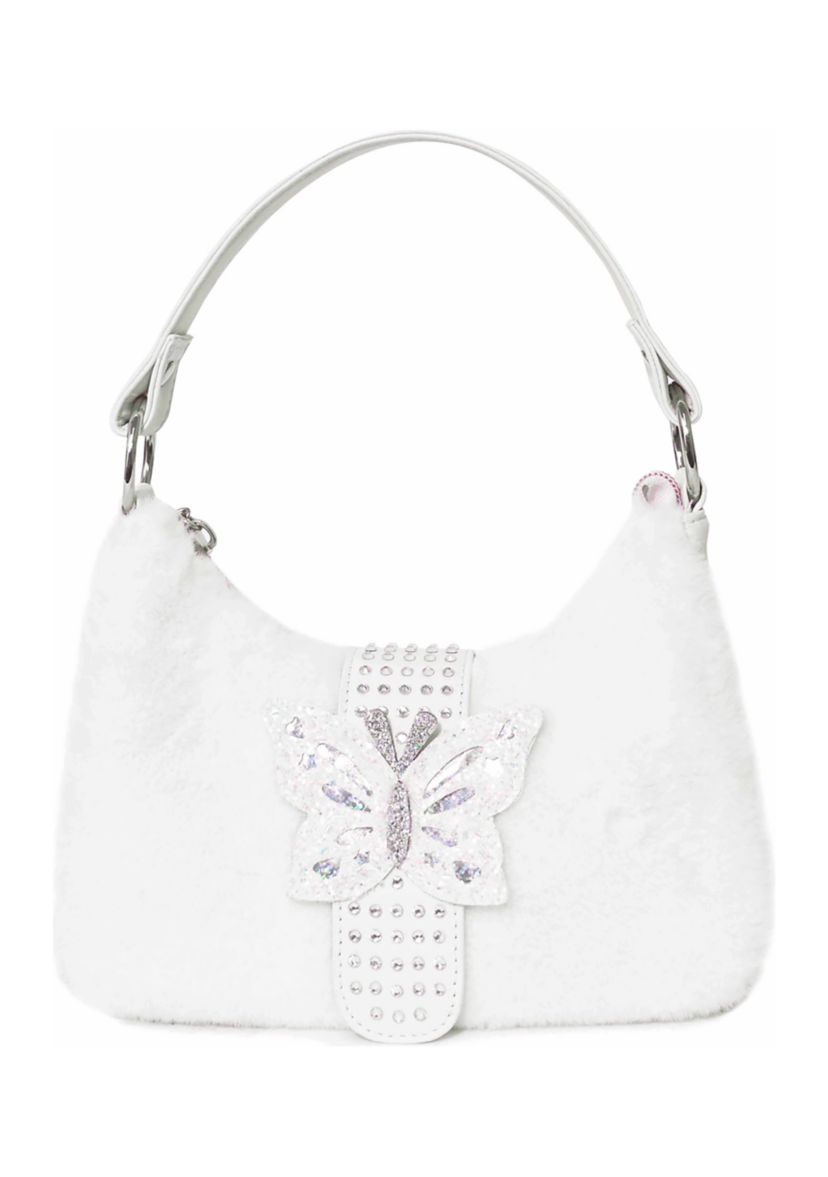 Girls Butterfly Faux Fur MIni Hobo Bag