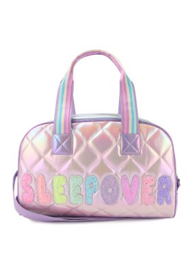 Under One Sky Girl'S Unicorn Tie-Dye Faux Fur-Trim Duffel Bag for Women