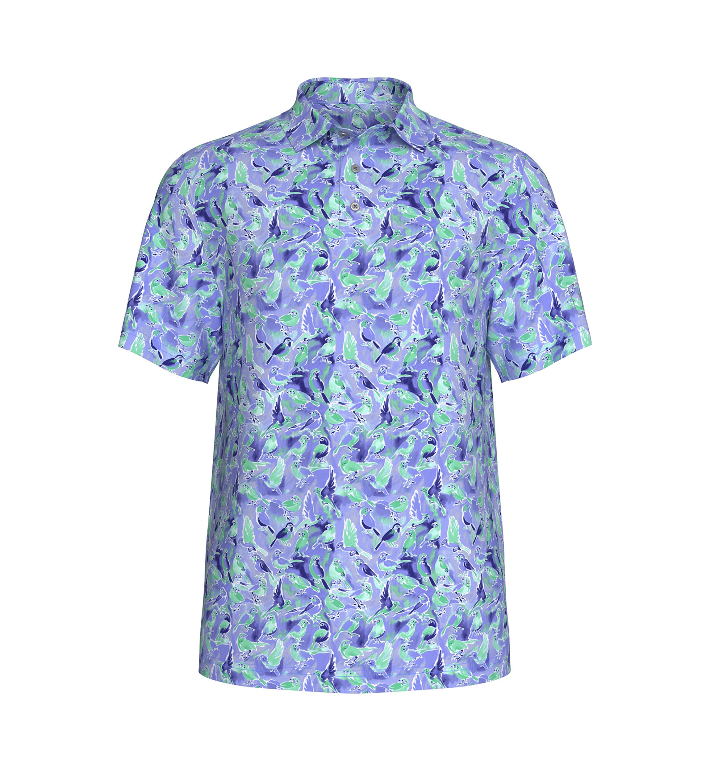 Boys 8-20 Watercolor Birdie Printed Short Sleeve Golf Polo Shirt
