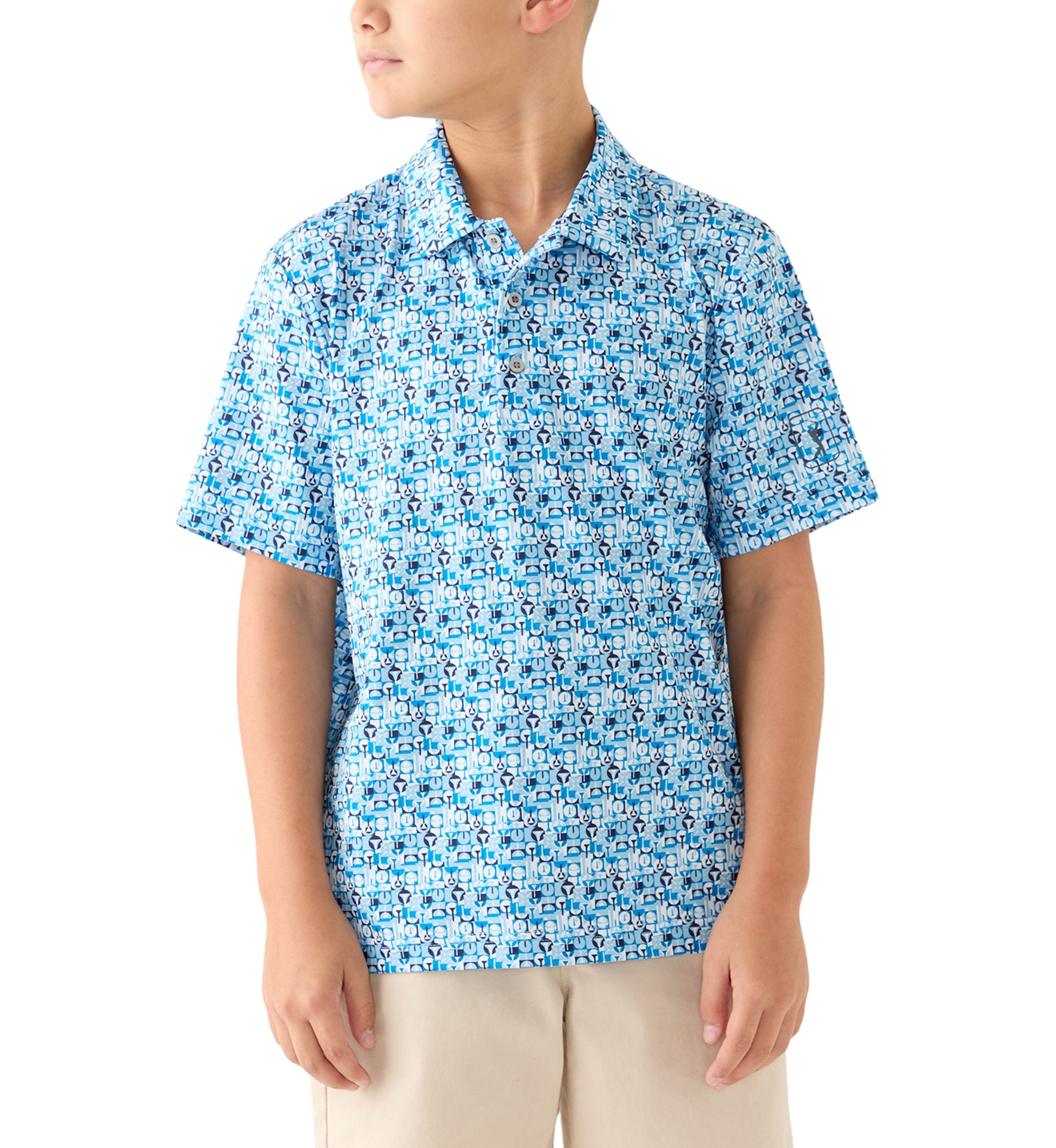Boys 8-20 Short Sleeve Novelty Geometric Polo