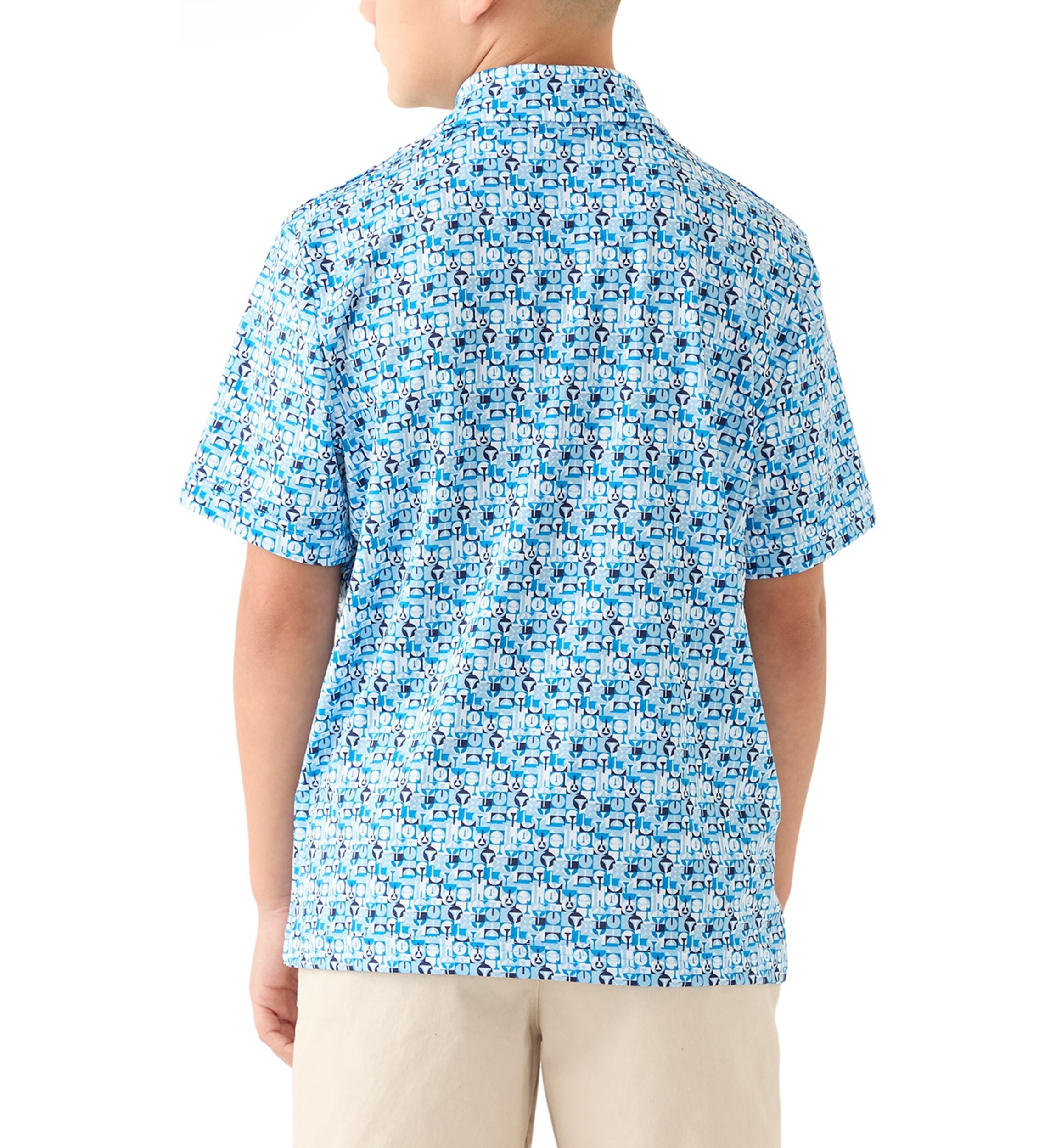 Boys 8-20 Short Sleeve Novelty Geometric Polo
