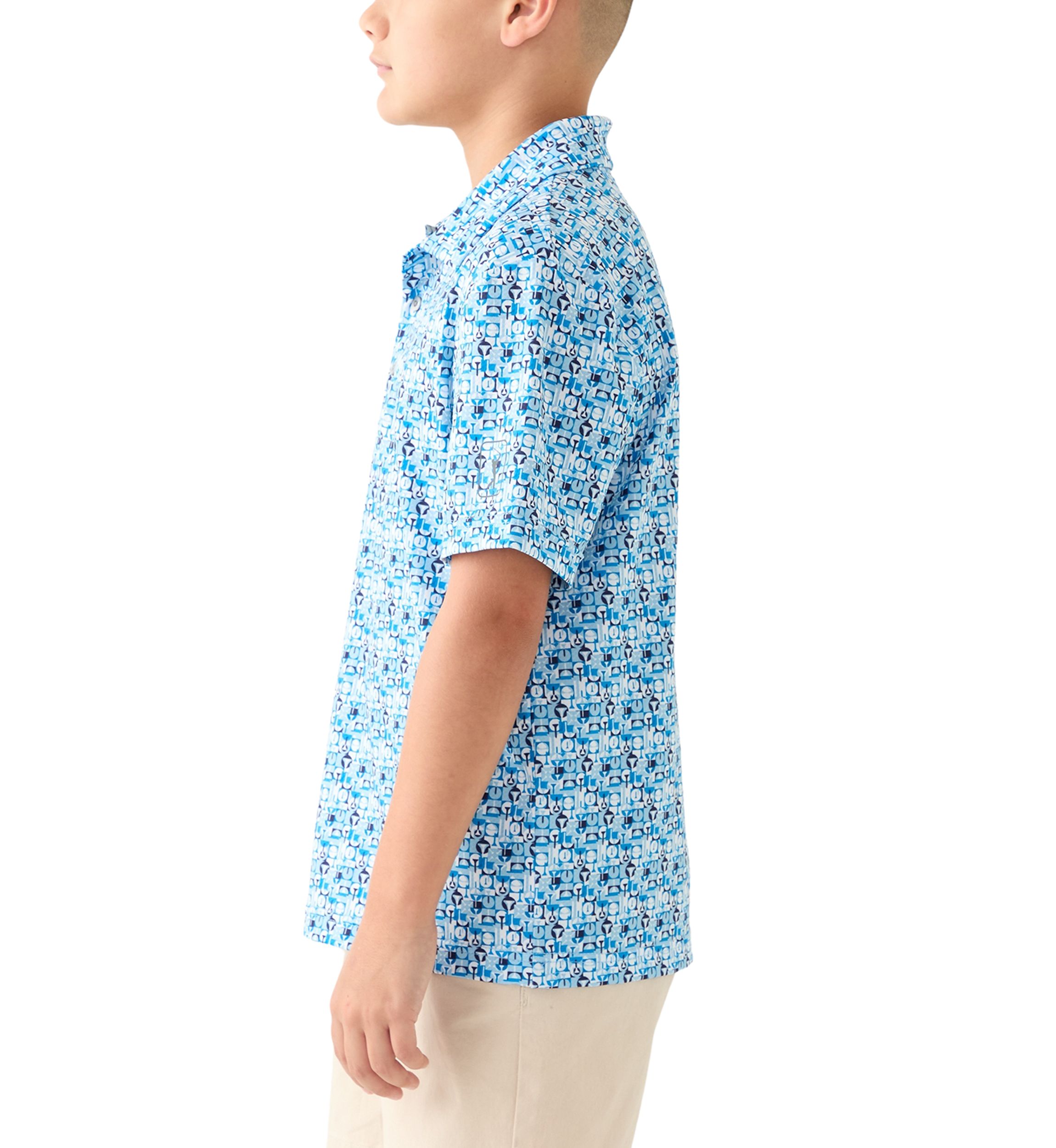 Boys 8-20 Short Sleeve Novelty Geometric Polo