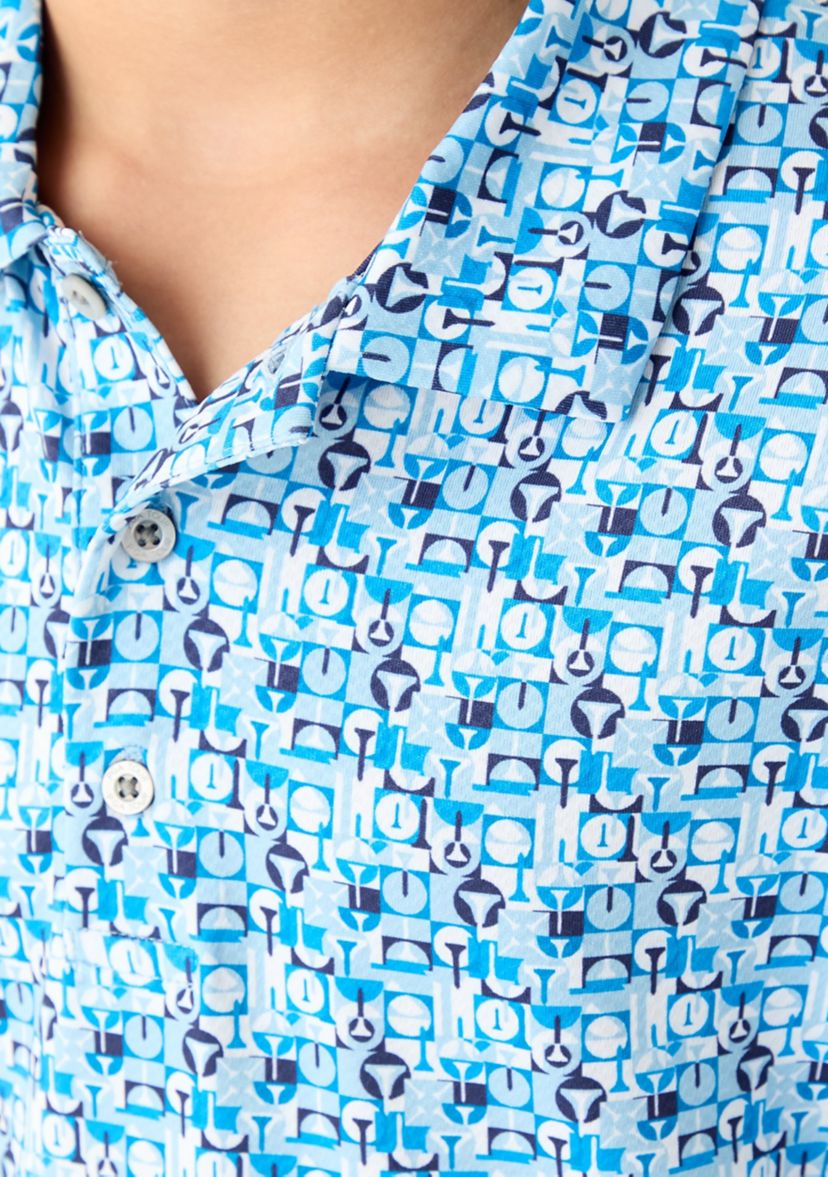 Boys 8-20 Short Sleeve Novelty Geometric Polo