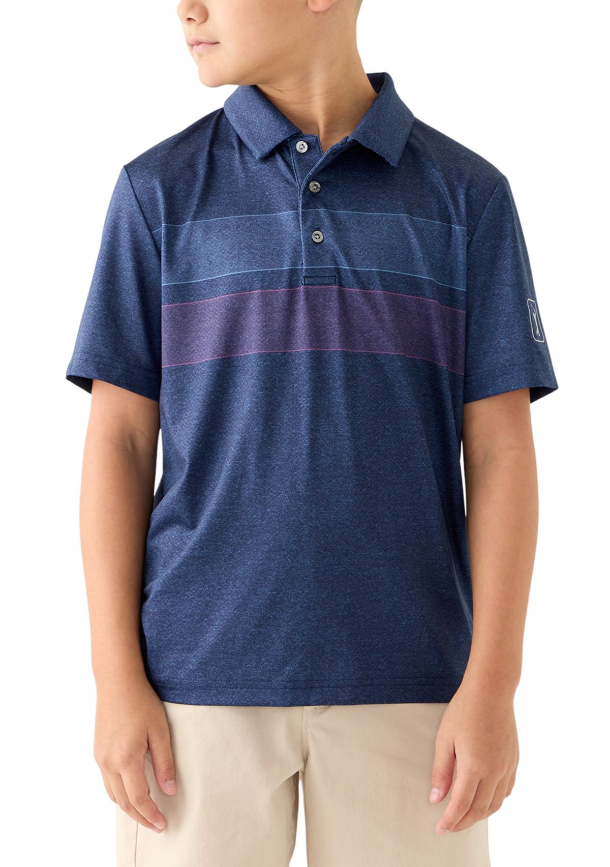 Boys 8-20 Short Sleeve Motion Chest Stripe Polo