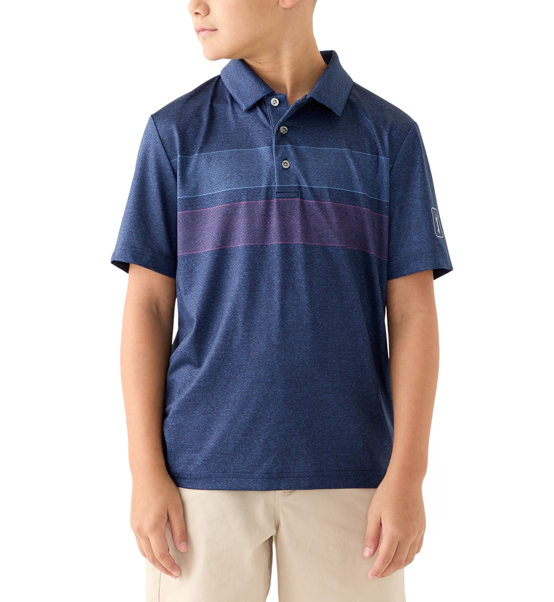 Boys 8-20 Short Sleeve Motion Chest Stripe Polo