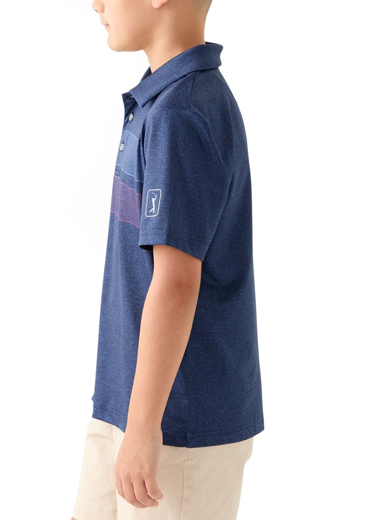 Boys 8-20 Short Sleeve Motion Chest Stripe Polo