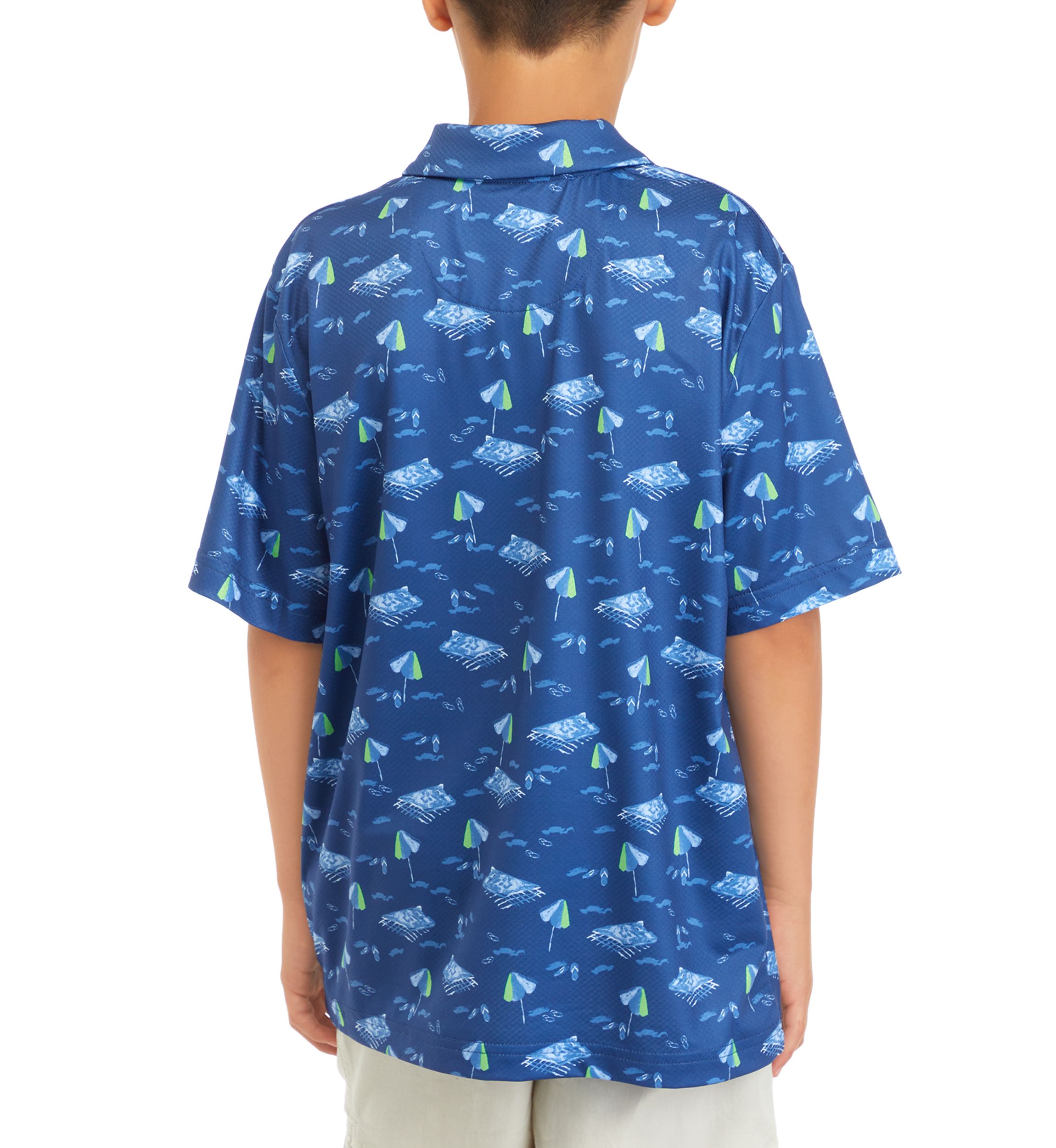 Boys 8-20 Short Sleeve At the Beach Printed Polo Shirt