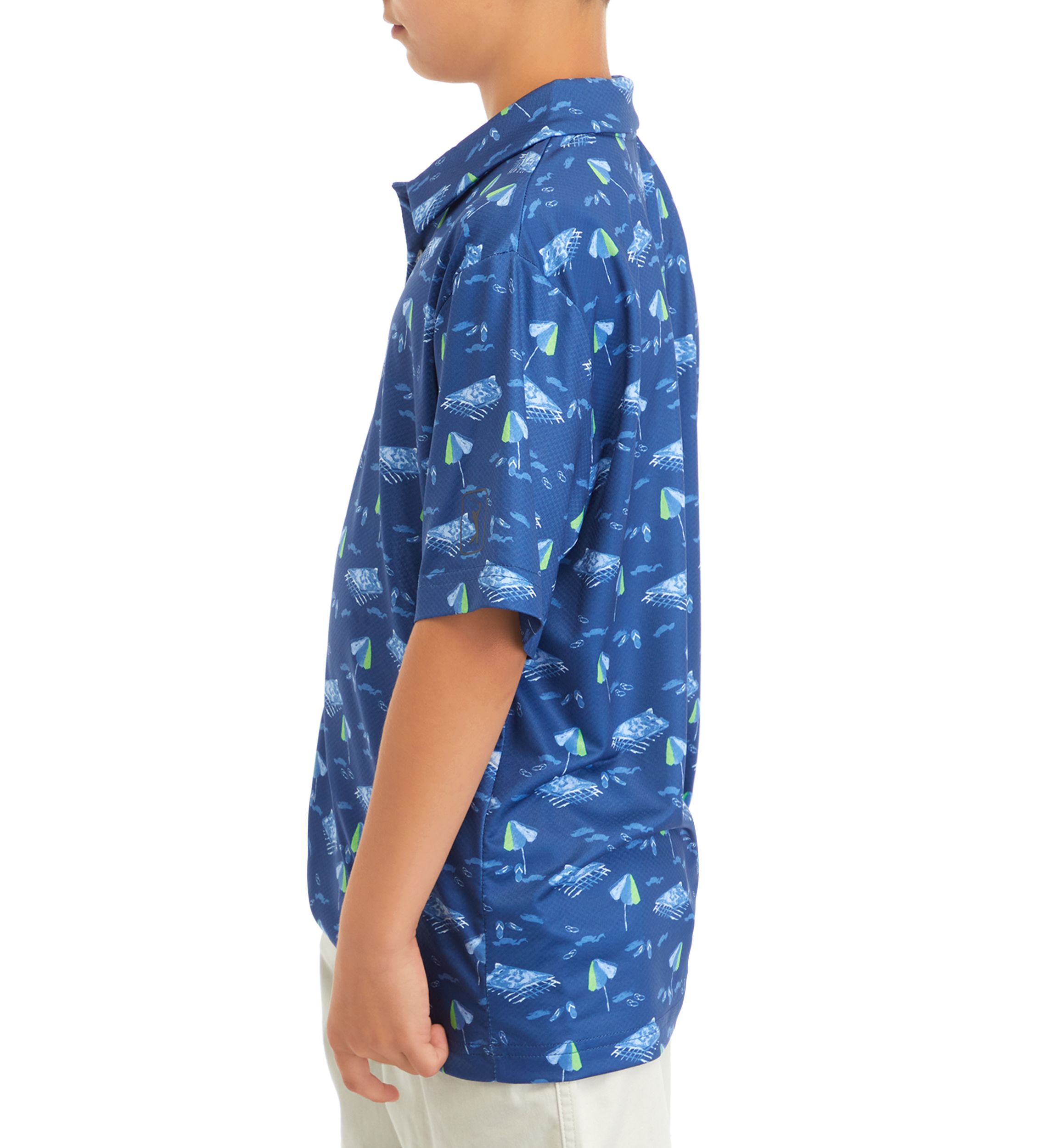 Boys 8-20 Short Sleeve At the Beach Printed Polo Shirt