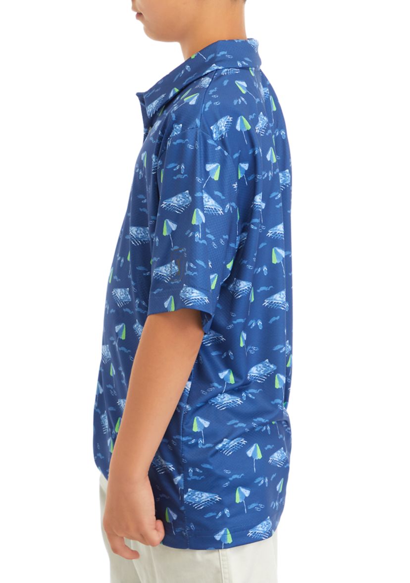 Boys 8-20 Short Sleeve At the Beach Printed Polo Shirt