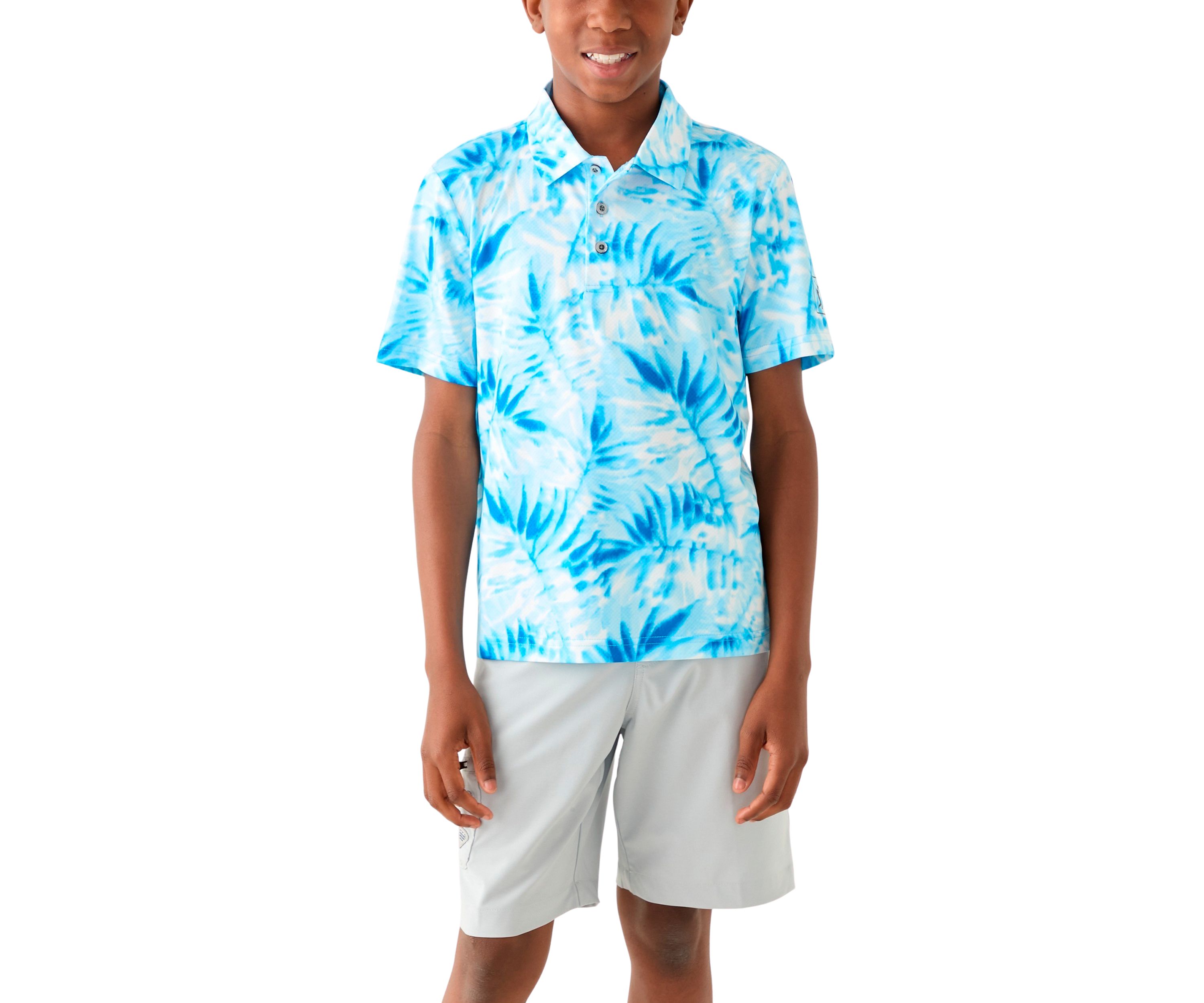 Boys 8-20 Short Sleeve Tropical Leaf Print Polo Shirt 