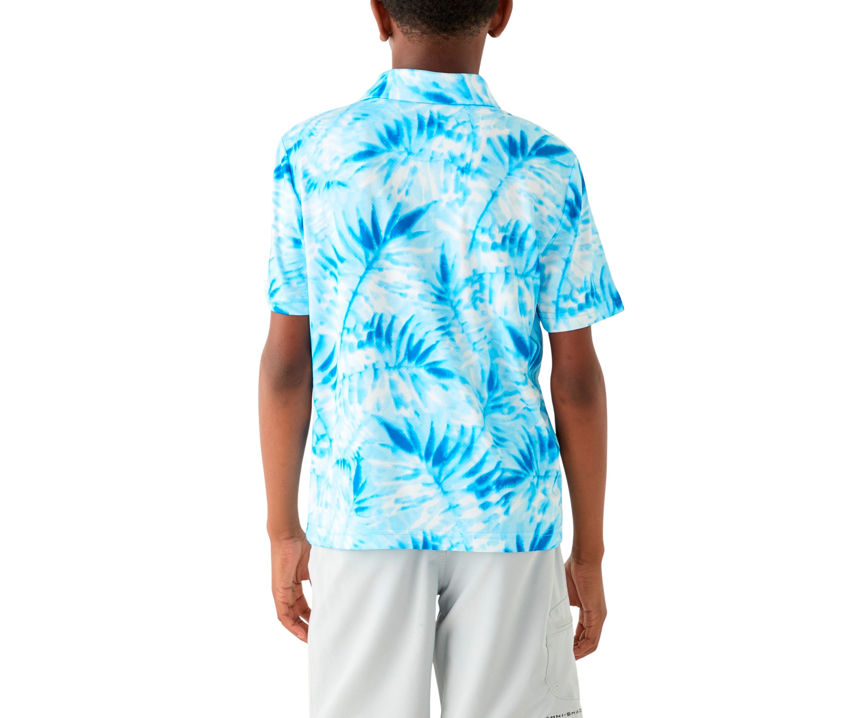 Boys 8-20 Short Sleeve Tropical Leaf Print Polo Shirt 
