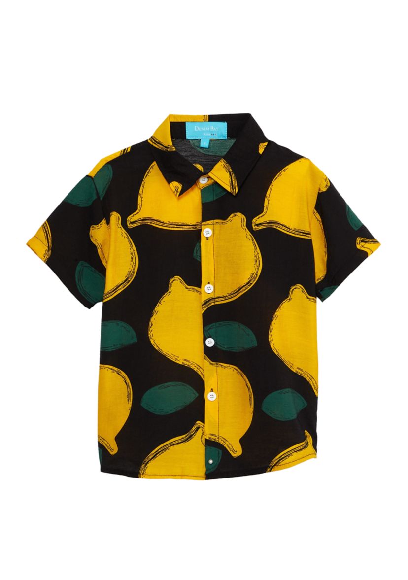 Toddler Boys Short Sleeve Lemon Woven Shirt 
