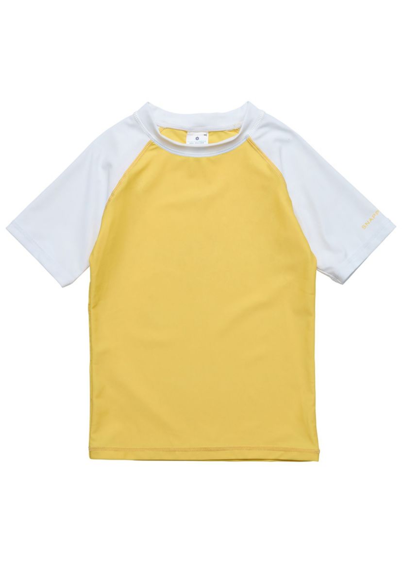 Yellow White Sleeve Sustainable SS Rash Top