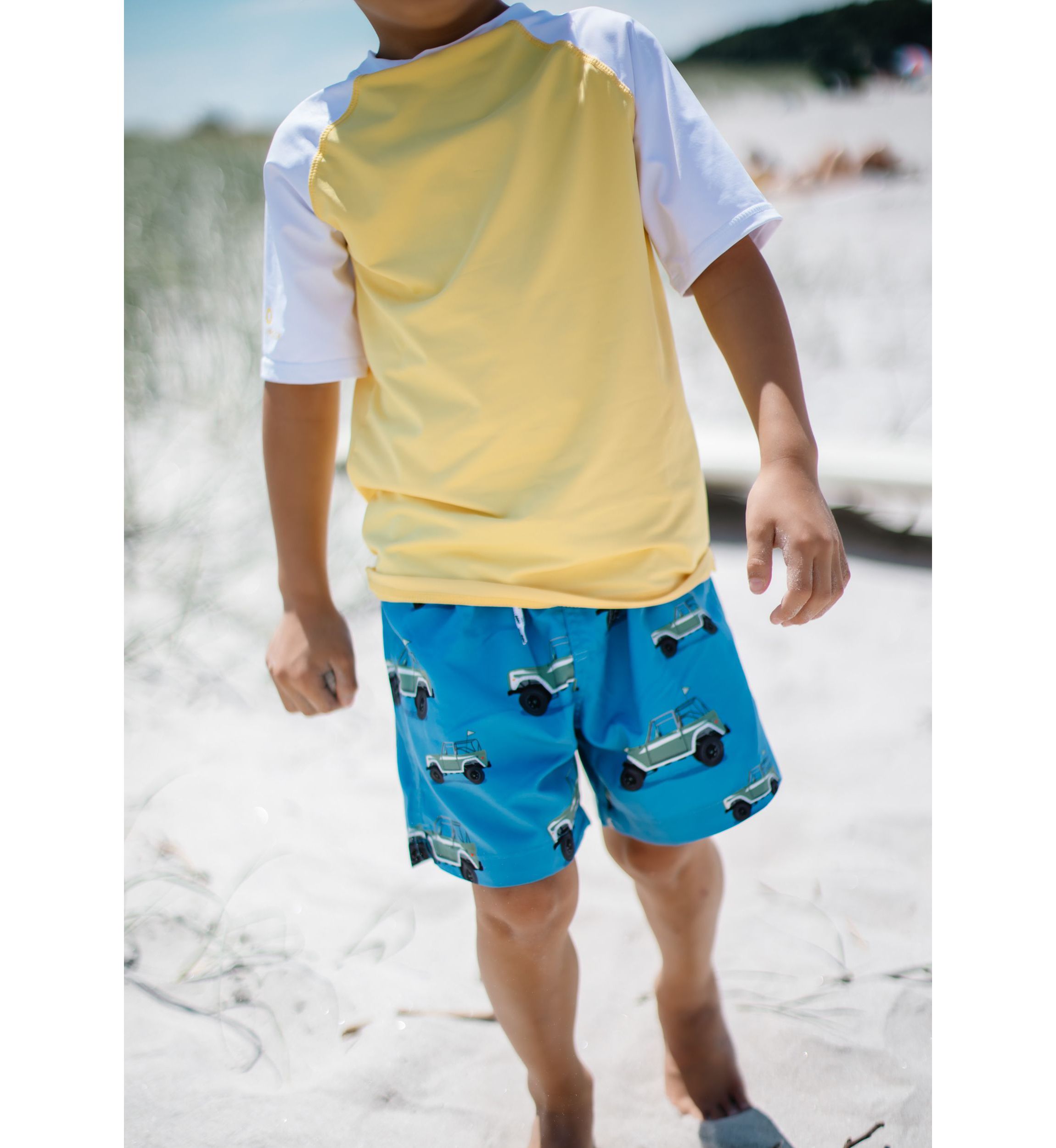 Yellow White Sleeve Sustainable SS Rash Top