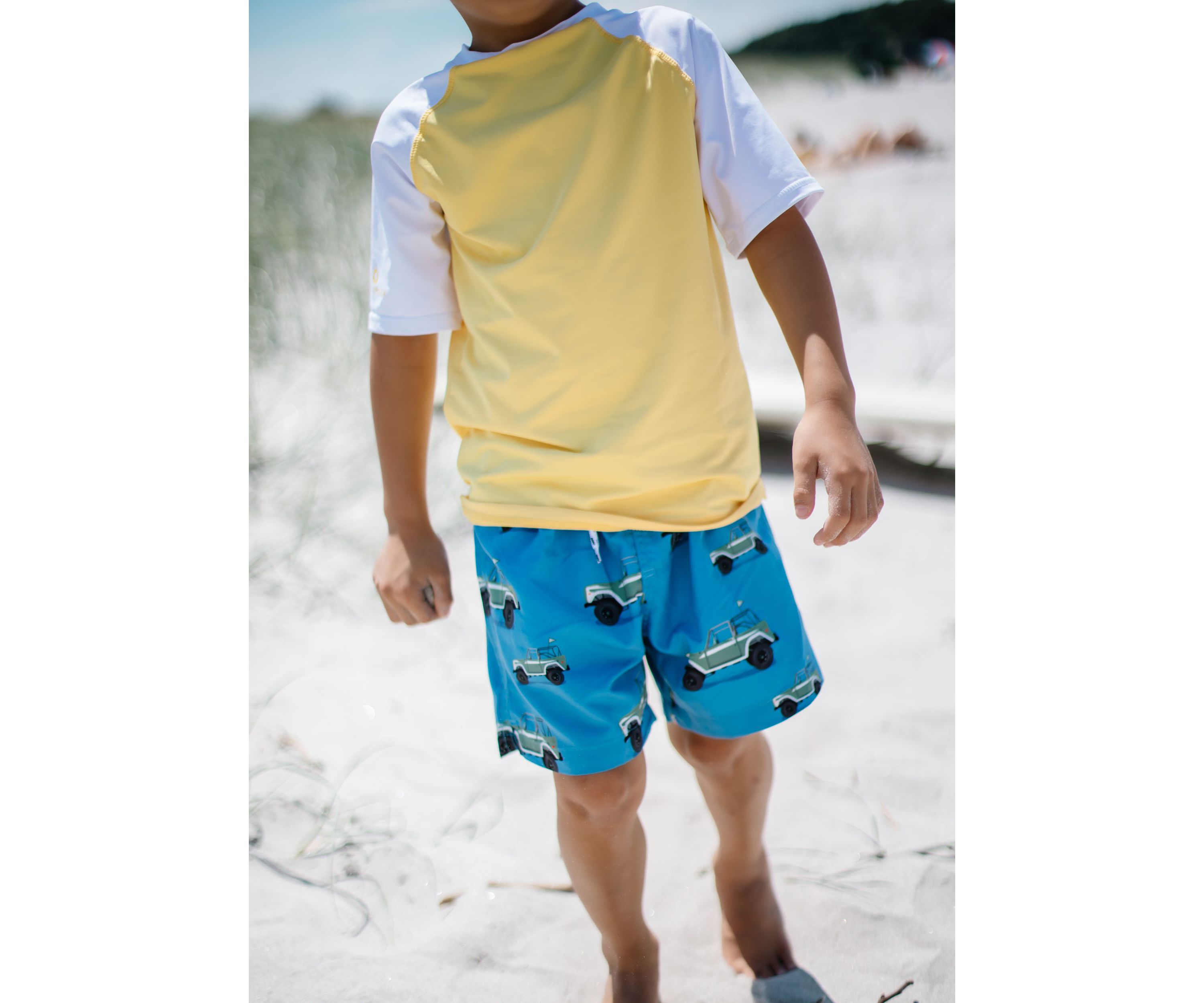 Yellow White Sleeve Sustainable SS Rash Top