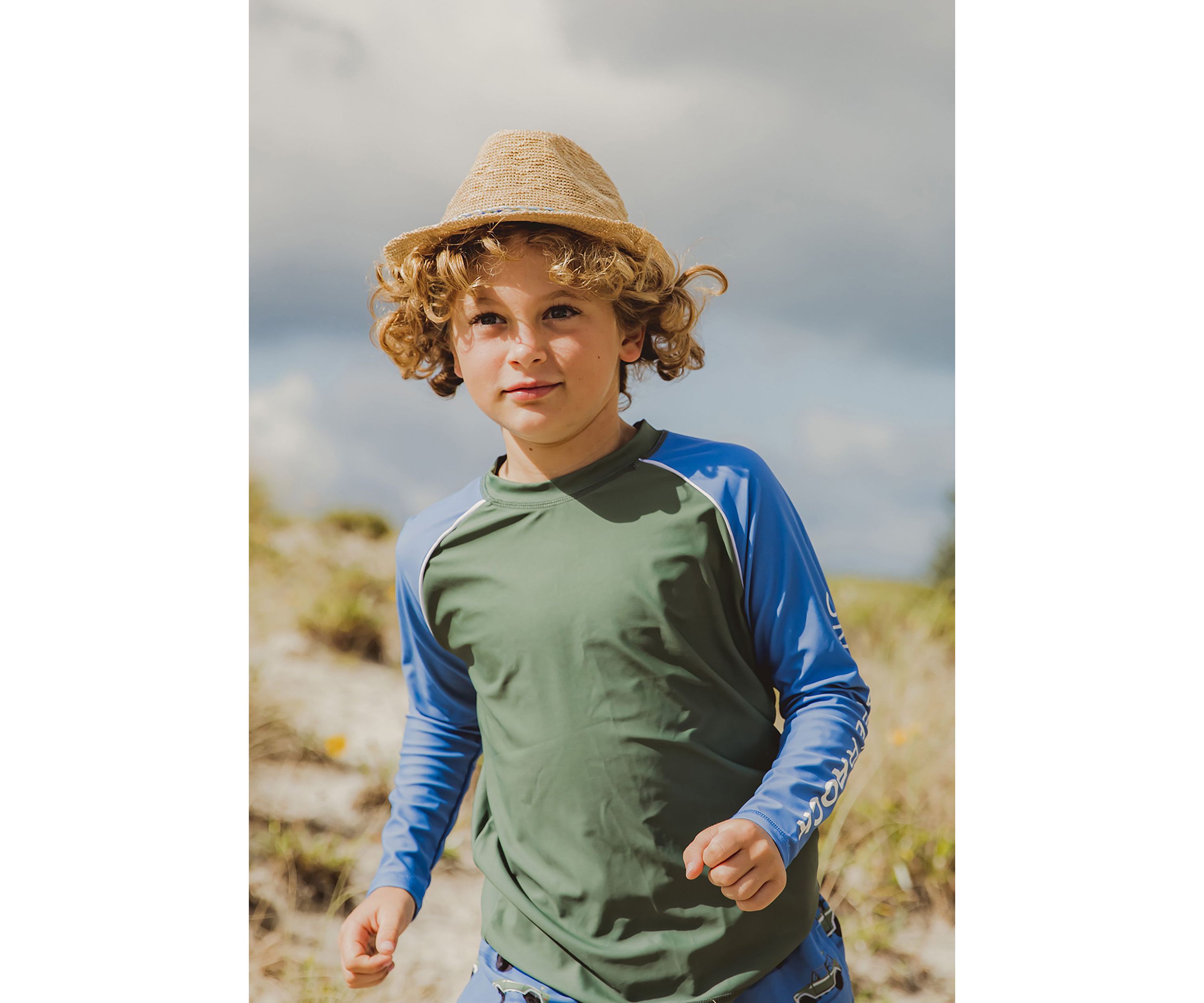 Olive Blue Sleeve LS Rash Top