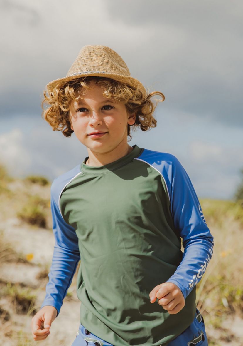 Olive Blue Sleeve LS Rash Top
