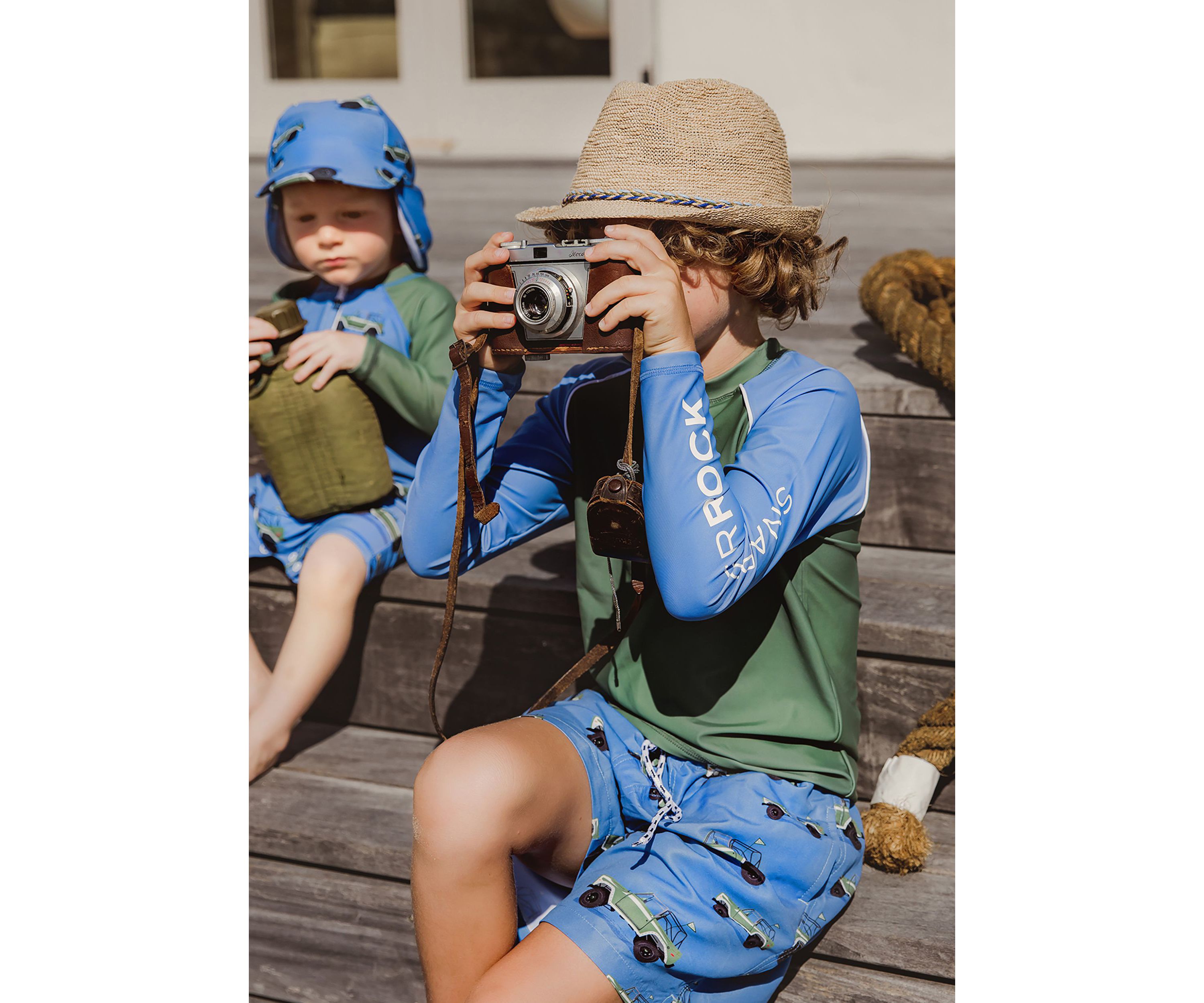 Olive Blue Sleeve LS Rash Top