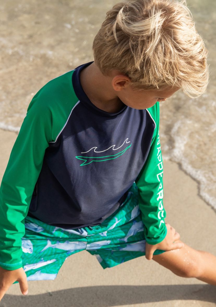 Navy Wave LS Rash Top