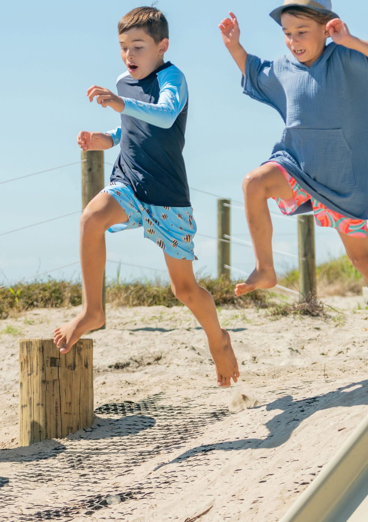 Navy Lt Blue Sleeve LS Rash Top