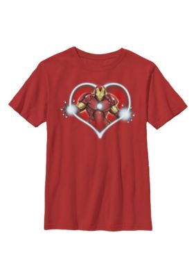 Marvel Kids Iron Heart Blast Graphic T-Shirt, Red