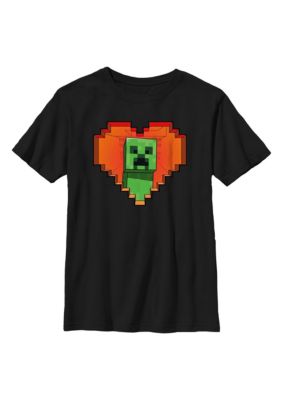Minecraft Kids Creeper Valentine Graphic T-Shirt, Black