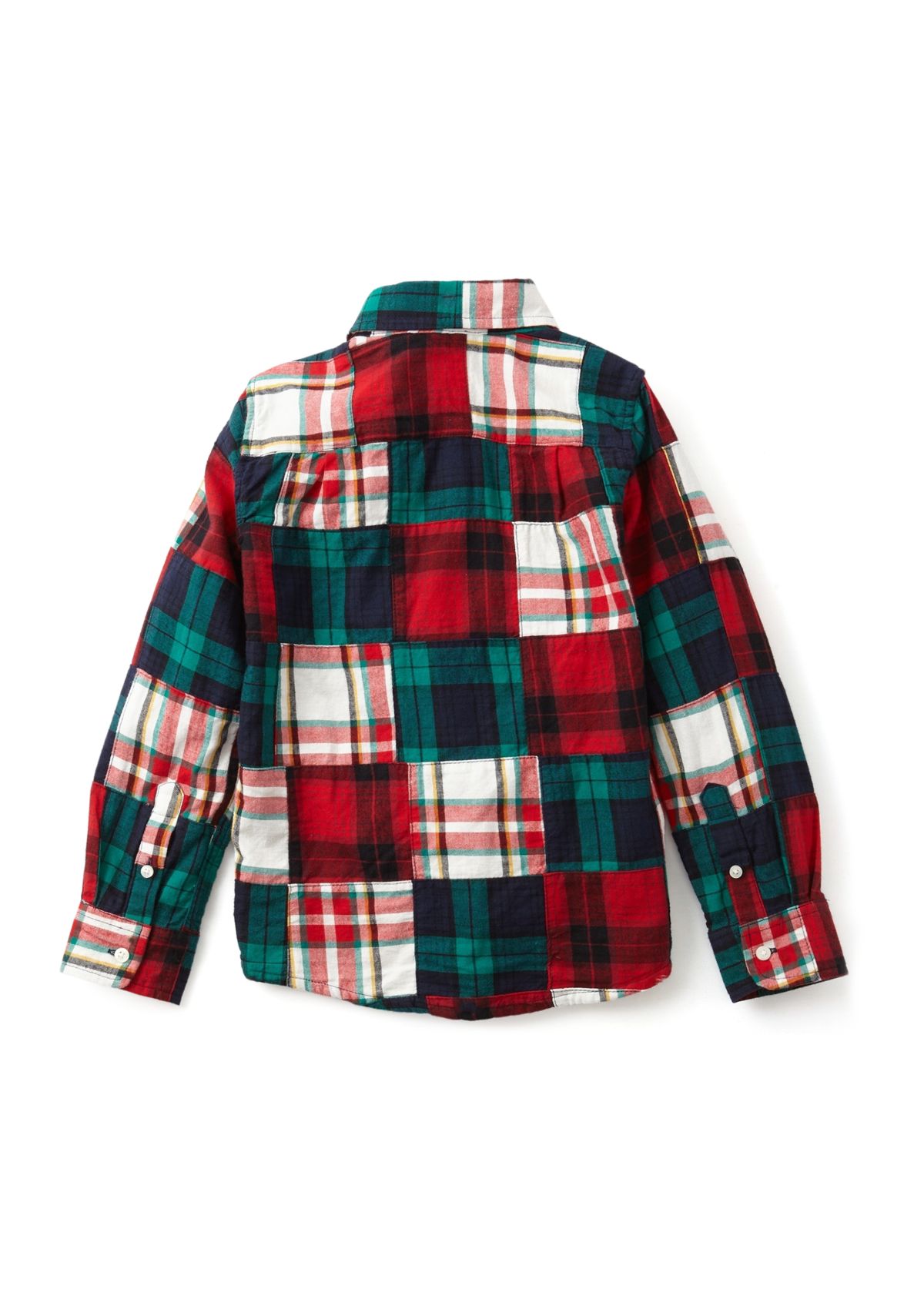 Boys 4-7 Patchwork Button Down Shirt 