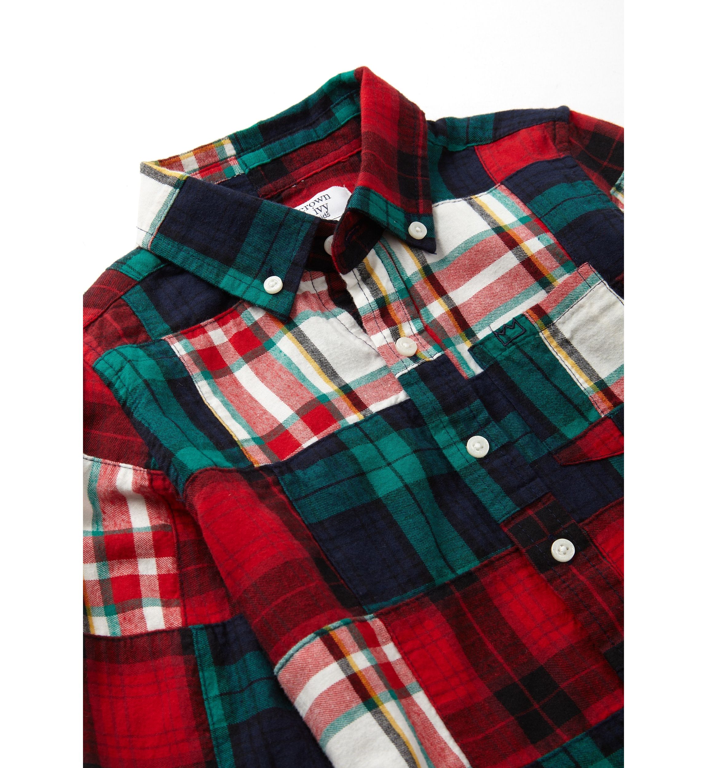 Boys 4-7 Patchwork Button Down Shirt 